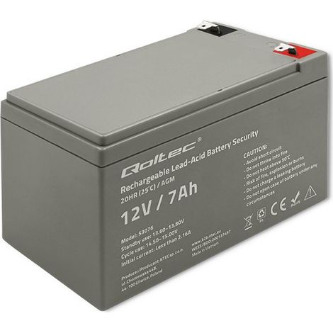 Qoltec 53076 Batterie agm 12v 7 ah max. 105a Sicherheit (1/5)