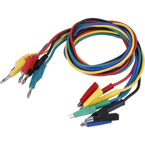 Lot de 5 fils de test P1037 haute tension 1M, prise banane 4mm vers pince crocodile, pour multimètre (1/5)