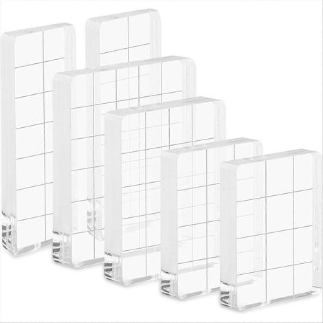Set mit 6 transparenten Acryl-Stempelblöcken in 4 verschiedenen Größen, für Scrapbooking und andere kreative Hobbys. (1/5)
