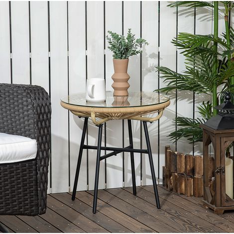 tavolo soggiorno 50x50x50 da esterno rattan beige HAVRYA (1/4)