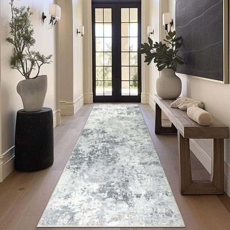 Tapis Couloir 80x250cm Gris Tapis Cuisine Antidérapant (1/5)