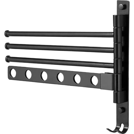 Porte-Serviette Ant - Porte-Serviette Ant 4 Bras à Barre Multi-Fonction - Organisateur à Gain de Place en Aluminium pour Vestiaire Douche Appartement Cuisine Balcon (1/5)
