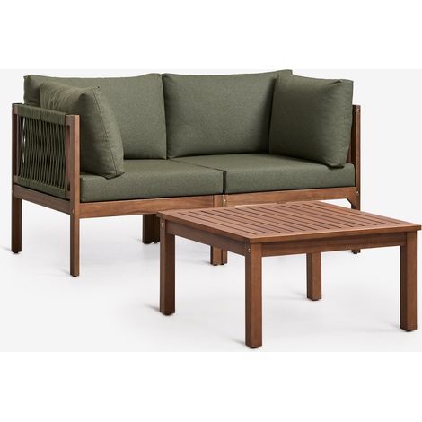 Set da giardino con divano modulare a 2 pezzi con braccioli e tavolino in legno di acacia Branson SKLUM (1/5)