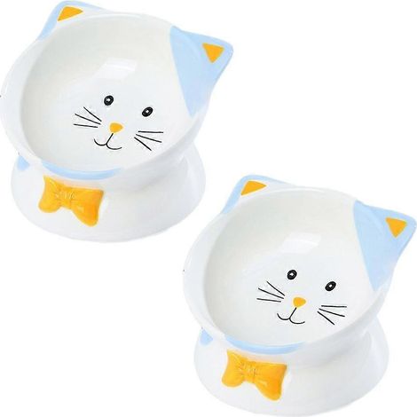 2er-Packung Katzennäpfe aus Keramik, erhöht und geneigt, zum Schutz der Wirbelsäule der Katze. (1/5)
