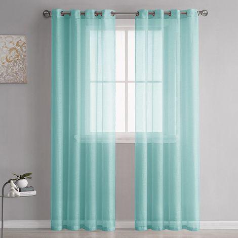 Ensemble de rideaux en tulle turquoise deux pièces, 200x250 cm, rideaux semi-transparents pour salon, chambre, cuisine, balcon
