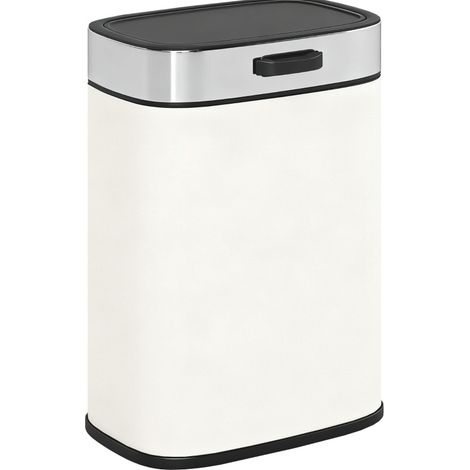 Cubo de basura 5 L de acero inoxidable color blanco crema, para colgar o de pie, HOMVRA (1/5)