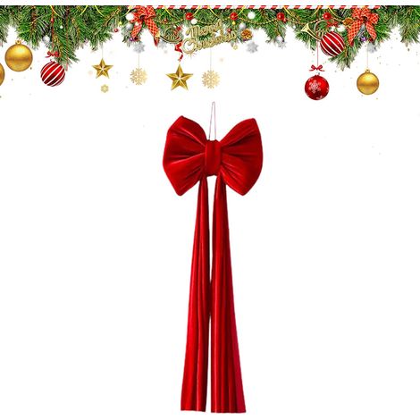 Giant Bow for Christmas Tree and Home Decor, Pre-Tied Large Reusable Ornament with Festive Design, Giant Christmas Tree Bow for Indoor Door Front Staircase Fence Backdrop (1/5)