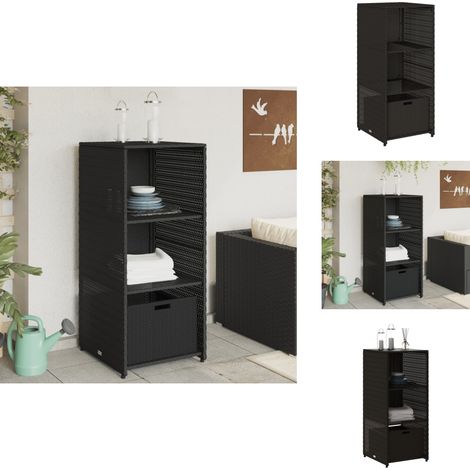 Armoire de rangement de jardin noir 50x55x115 cm résine tressée - Meuble De Jardin - Coffre De Jardin - Rangement Exterieur - Armoire De Jardin - Résine Tressée (1/5)