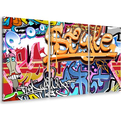 Tableau triptyque deco graffiti style - 90x60 cm (1/5)