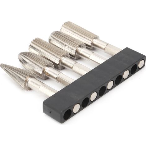5-teiliges Set mit rotierenden Feilen, 1/4 Zoll Sechskantschaft, Doppelschnitt, Metallschleiferbohrer zum Schnitzen und Polieren (1/5)