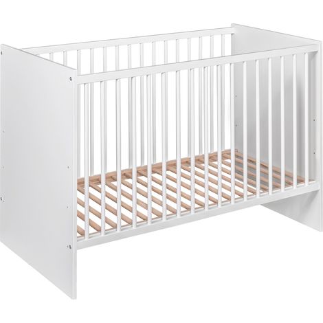 Monmobilierdesign – Lit bébé évolutif 120x60 cm – Bois de hêtre vernis écologique – Sommier réglable 3 positions – Design moderne et robuste