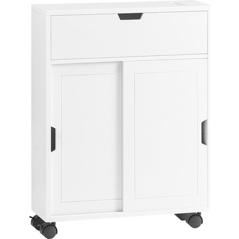 SoBuy Bathroom Cabinet Storage Shelf on Wheels, Bathroom Toilet Paper Storage Cabinet,BZR31-W (1/5)