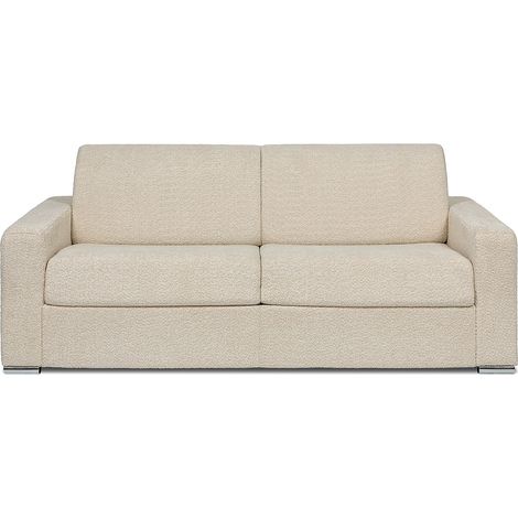 Divano letto 4 posti a ribalta Posto letto doghe larghe 160cm Mater. 14cm in Tessuto bouclette Beige - CALITO (1/4)