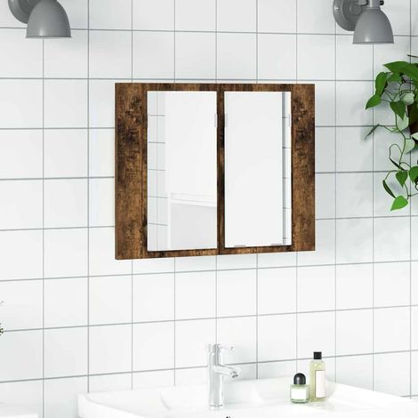 LED-Spiegelschrank Räuchereiche 60x12x45 cm Holzwerkstoff