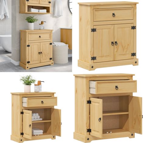 Armoire de salle de bain Corona 70x33x80 cm bois de pin massif - Armoire De Salle De Bain - Meuble Salle De Bain - Rangement Salle De Bain - Commode Salle De Bain - Meubles De Salle De Bain - Home & L