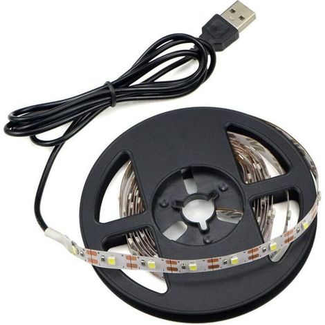 Tira de luces LED USB, 5 V, 5 metros, 300 LED, luz blanca fría con cable USB, retroiluminación para escritorio, TV, iluminación decorativa de cocina, guirnalda de luces - No es resistente al agua (1/5)
