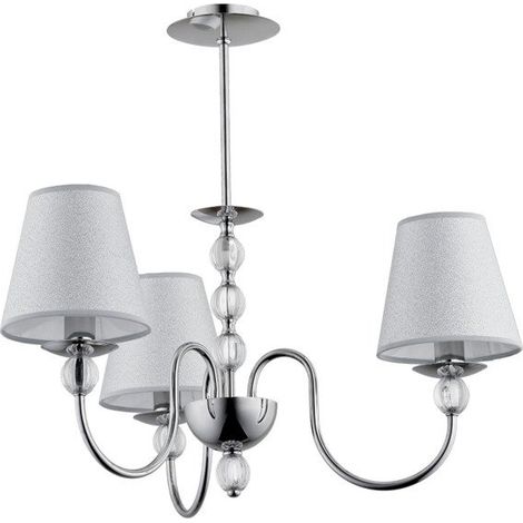 Alfa Emmanuelle Metal Chrome/Silver Pendant Chandelier Ceiling Light, 3-Light E14 (Max 10W) Modern Decorative Hanging Lamp, Dia 52cm x H54cm, Dimmable (1/3)
