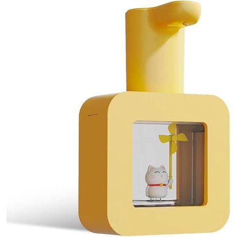 Dispenser automatico di sapone schiumogeno da 400 ml per bambini - Dispenser di sapone ricaricabile da parete per cucina, bagno, scuola, ufficio (giallo)