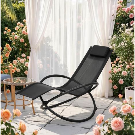 Sillón balancín relax exterior negro metal OKMYHOME (1/4)