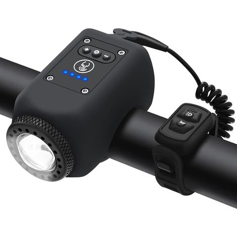Klaxon et éclairage de vélo électrique 2 en 1, klaxon de 110 dB, phare de vélo/scooter rechargeable pour la conduite de nuit, éclairage de vélo avec klaxon pour adultes (1/5)