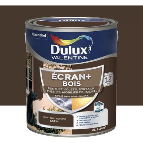 Peinture DULUX VALENTINE Ecran+ Bois Brun Normandie 2 L (1/4)