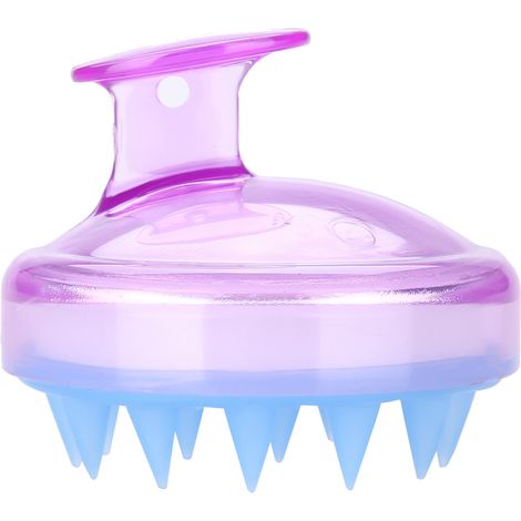 Brosse de massage pour cuir chevelu en silicone violette - Peigne douche bain lavage cheveux, outil de massage manuel (1/5)