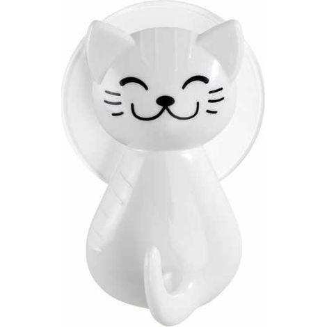 Wenko 22922100 Gancio a Ventosa Gatto, Bianco, 6 x 9, 5 x 5, cm (1/5)