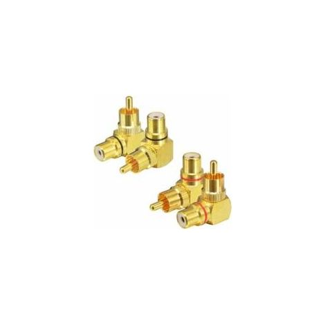 Pièces Adaptateur RCA Male à Femelle à Angle Droit, 90 Degrés, 2 Rouges et 2 Noirs - Crezuo (1/4)