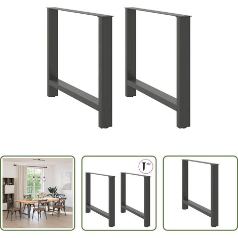 vidaXL Patas para mesa de comedor antracita (2 unidades, 100 x 72-73 cm, acero) (1/5)