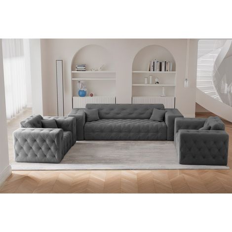 Sofaset Designersofa CHANTAL 3-1-1 in Stoff Moly Anthrazit (1/5)