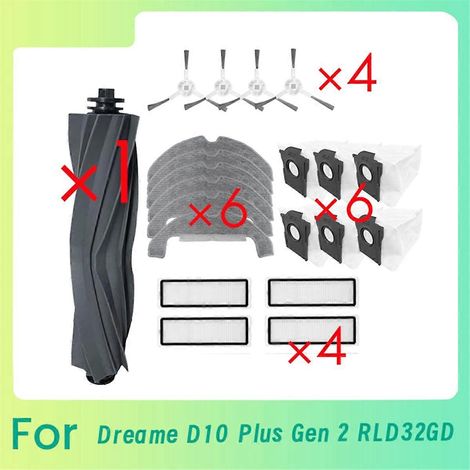 Lot de 21 pièces pour robot aspirateur Dreame D10 Plus Gen 2 RLD32GD : brosse latérale principale de rechange. (1/5)