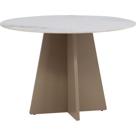 Table à Manger en Pierre Frittée "Bootcut" 110cm Beige