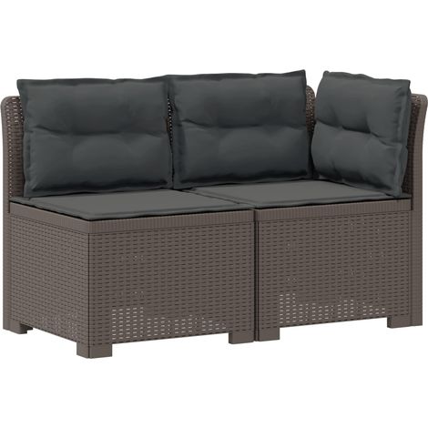 Maison Exclusive - 2-Sitzer Garten-Sofa mit Kissen Rattan-Look PP (1/5)