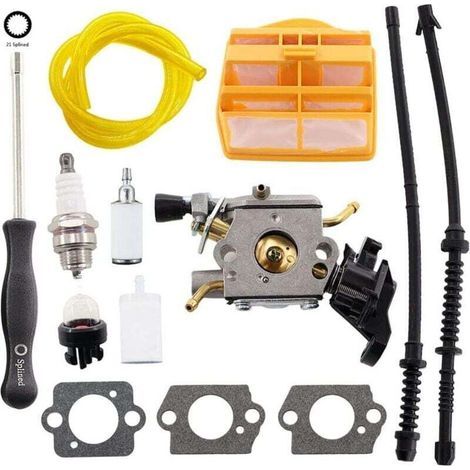 Carburatore con guarnizione, filtro dell'aria e tubo del carburante per Husqvarna 445 445E 450 450E motosega Jonsered CS2245 CS2250 S sostituisce Zama C1M-EL37B 506450401 (1/5)