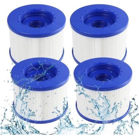 Filtre à visser pour spa, GTHBA Lot de 4 cartouches filtrantes à visser pour spa gonflable, diamètre 60 mm, cartouches de rechange c