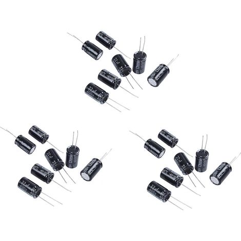 30 condensateurs électrolytiques radiaux 22 µF 400 V 105 °C, noirs, 13 mm x 21 mm (1/5)
