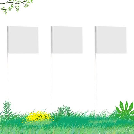 5.1×7.6cm 42pcs Drapeaux De Marquage avec Poteau en Acier De 35cm Vinyle Plantés Marquage Drapeaux pour Publics Souterrains Industriels Les Égouts l'Aménagement Paysager l'Arpentage (Blanc) (1/5)