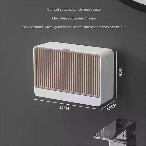 Porte-savon mural de rangement pour salle de bain avec double compartiment d'égouttage et fonction de filtration de l'eau. Accessoires inclus. (1/5)