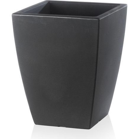 Vase ''Quadro Veneto Essential'' aus Kunststoff für Blumen und Pflanzen für draußen und Garten. -35 cm / Anthrazit (1/5)