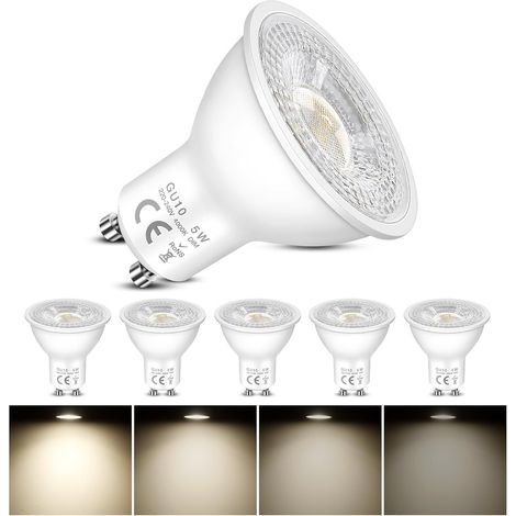 Lot de 6 Ampoule LED GU10 Dimmable, 5W Équivalent 50W Halogene, 4000K Blanc Neutre, 500LM, 120° Large Faisceau, MR16 Ampoule Spot, Réflecteur pour Lumières Encastrées, Feux de Piste, Downlights (1/5)