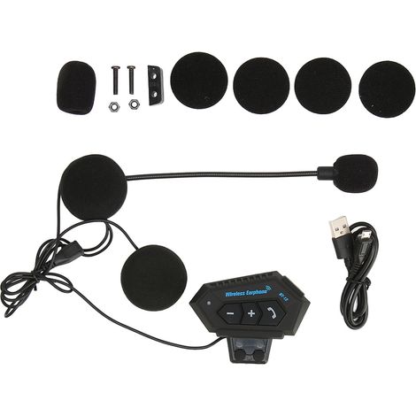 Casque moto Bluetooth kit oreillette ajustable volume réduction bruit IP67 étanche intercom avec micro (1/5)