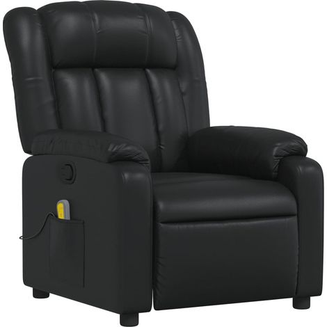Poltrona relax TV funzione massaggio reclinabile 6 punti massaggio in PVC nero DEC027038