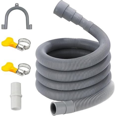 Washing Machine Drain Hose 0.5/1/1.5/2/2.5/3/4/5/6/7/8/9/10M, Suitable for 4 Interface Sizes, with Bracket and Clamps, Universal Drain Hose for Dishwasher (1/5)