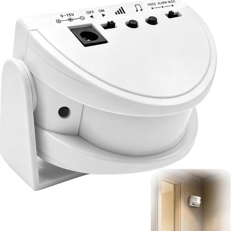 Sonnette sans Fil Détecteur de Mouvement Alarme Maison sans Fil pour Porte Entrée Magasin Sécurité Antivol Infrarouge avec Modes Vocal et Musique (1/5)