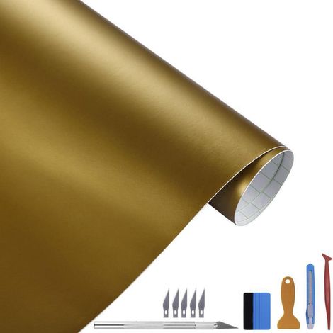 Matte Vinylfolie selbstklebend, blasenfrei, für Außenbereich, Gold 30x300cm (1/5)