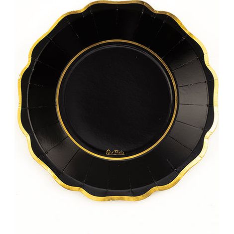 Givi Piatti Cartone New Liberty Black and Gold D 21 Cm Cf 8 Pz