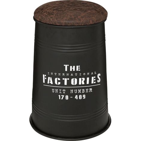 Puf de lataJoao metal y madera - negro - Atmosphera créateur d'intérieur