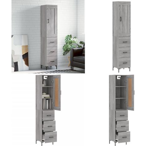 Highboard Grau Sonoma 34,5x34x180 cm Holzwerkstoff - Holzwerkstoff - Schrank (1/5)