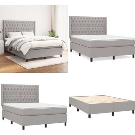 Boxspringbett mit Matratze Hellgrau 140x200 cm Stoff - Boxspringbett - Doppelbett - Bettenrahmen - Lattenrost - Matratze - Home & Living (1/5)