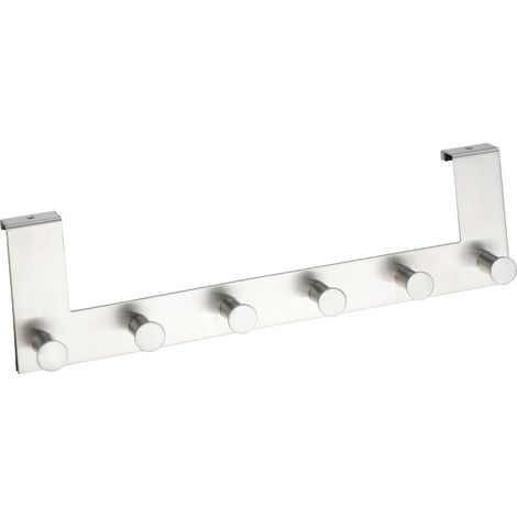 WENKO Türgarderobe Edelstahl Celano, 6 Haken, für Türfalzstärken bis 2 cm, Silber matt, Edelstahl rostfrei matt (1/7)